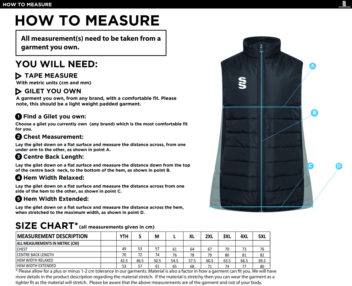 Smethwick Athletic - Active Hybrid Jacket - Size Guide
