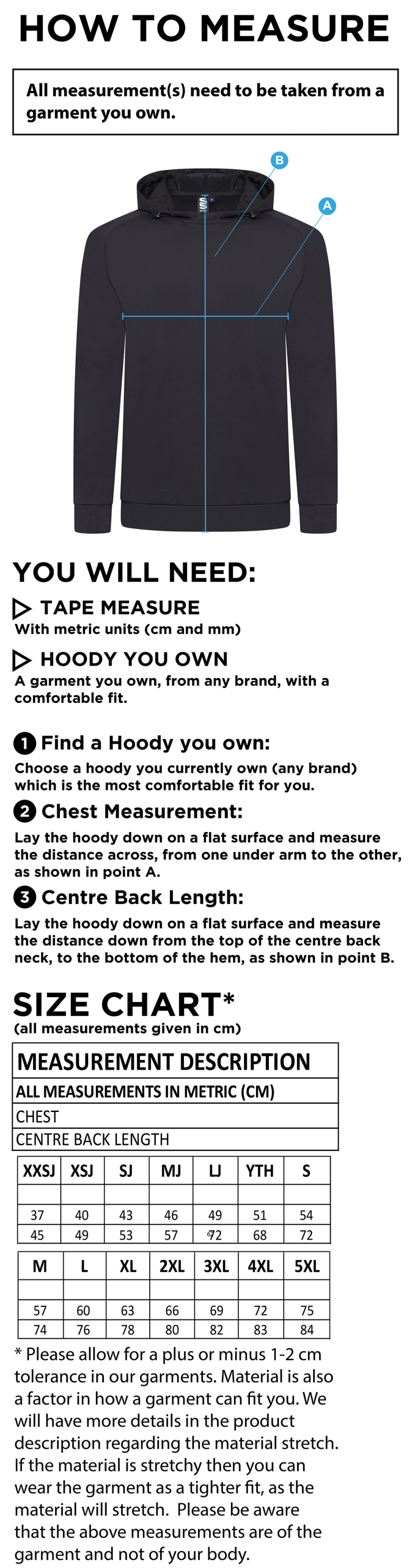 Smethwick Athletic - Active Hoody - Size Guide