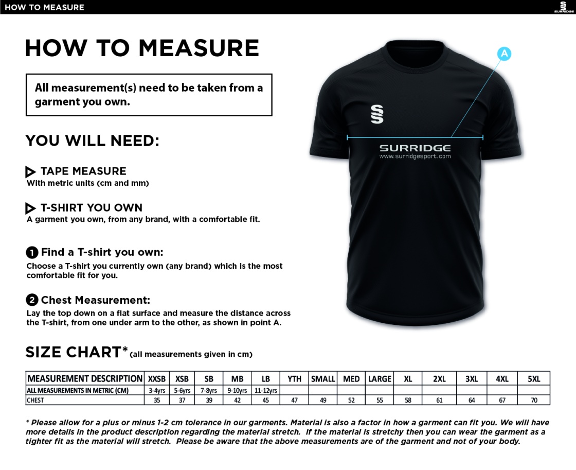 Smethwick Athletic - Dual Games Shirt - Bottle - Size Guide